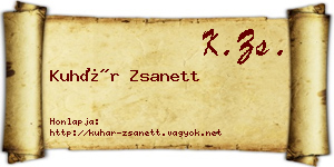 Kuhár Zsanett névjegykártya