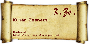 Kuhár Zsanett névjegykártya